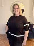Black Fine Short Knit with Bow Detail