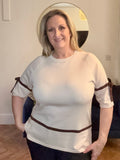 Beige Fint Knit with Bow Detail
