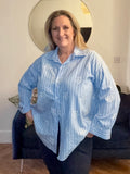 Blue OVERSIZED STRIPPED STAR SHIRT