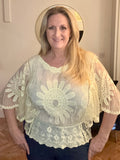 Lemon SUNFLOWER LACE SLEEVE BLOUSE