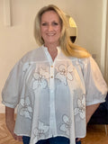 White Sequin Flower Shirt