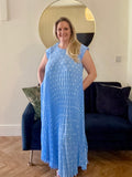Pale Blue PLEATED POLKA DOT MAXI