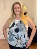 Black FLORAL PLISSE SLEEVELESS BLOUSE