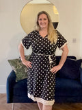 Black Polka Dot Tie Waist Dress