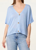Pale Blue FINE KNIT V-NECK SHORT SLEEVE CARDIGAN