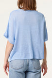 Pale Blue FINE KNIT V-NECK SHORT SLEEVE CARDIGAN