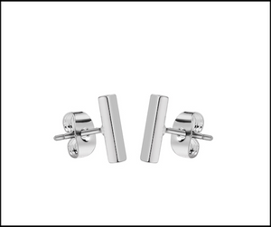Earrings Simple Bar Studs Silver