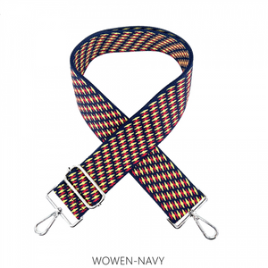 Strap Navy Woven Chrome Hardware