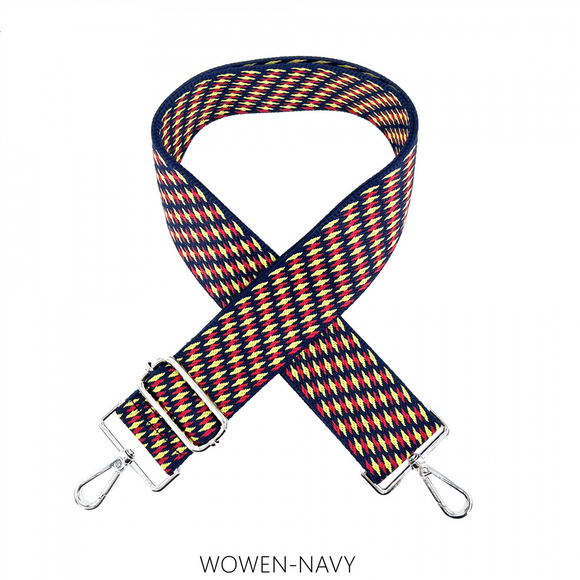 Strap Navy Woven Chrome Hardware